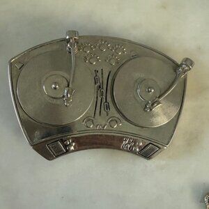 Rock Rebel DJ Belt Buckle Silver